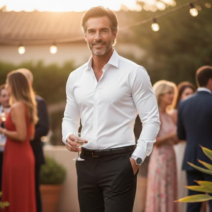 Camisa Vestir Hombre Algodón Manga Larga Cuello Clásico