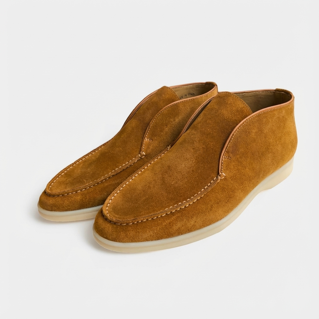 Botines Chukka Hombre Piel Sin Cordones Tobillo