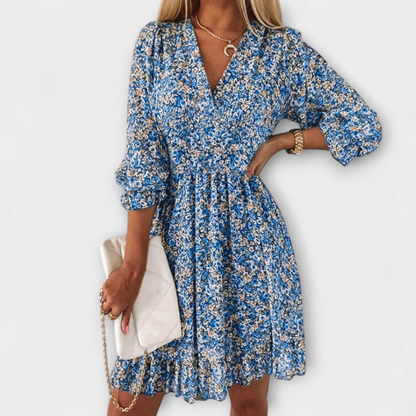 Vestido mini mujer Estampado floral Cuello en V