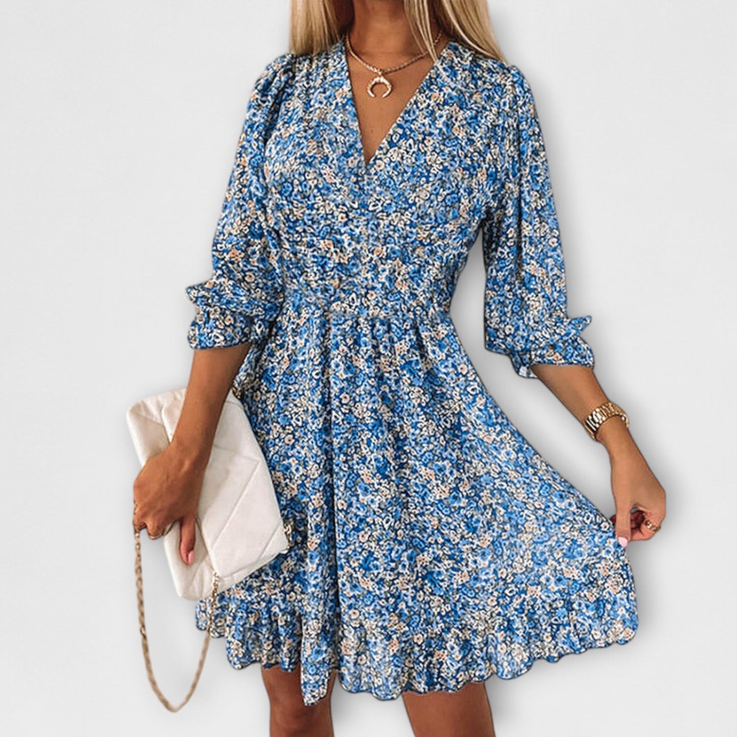 Vestido mini mujer Estampado floral Cuello en V
