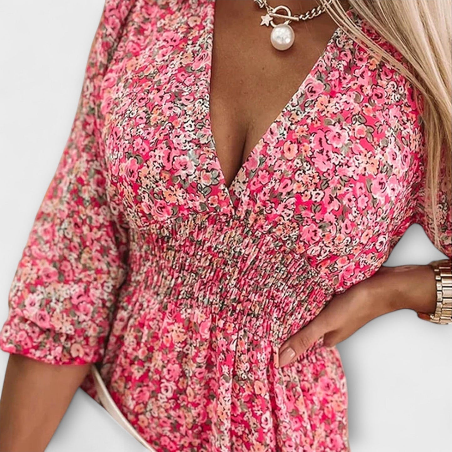 Vestido mini mujer Estampado floral Cuello en V