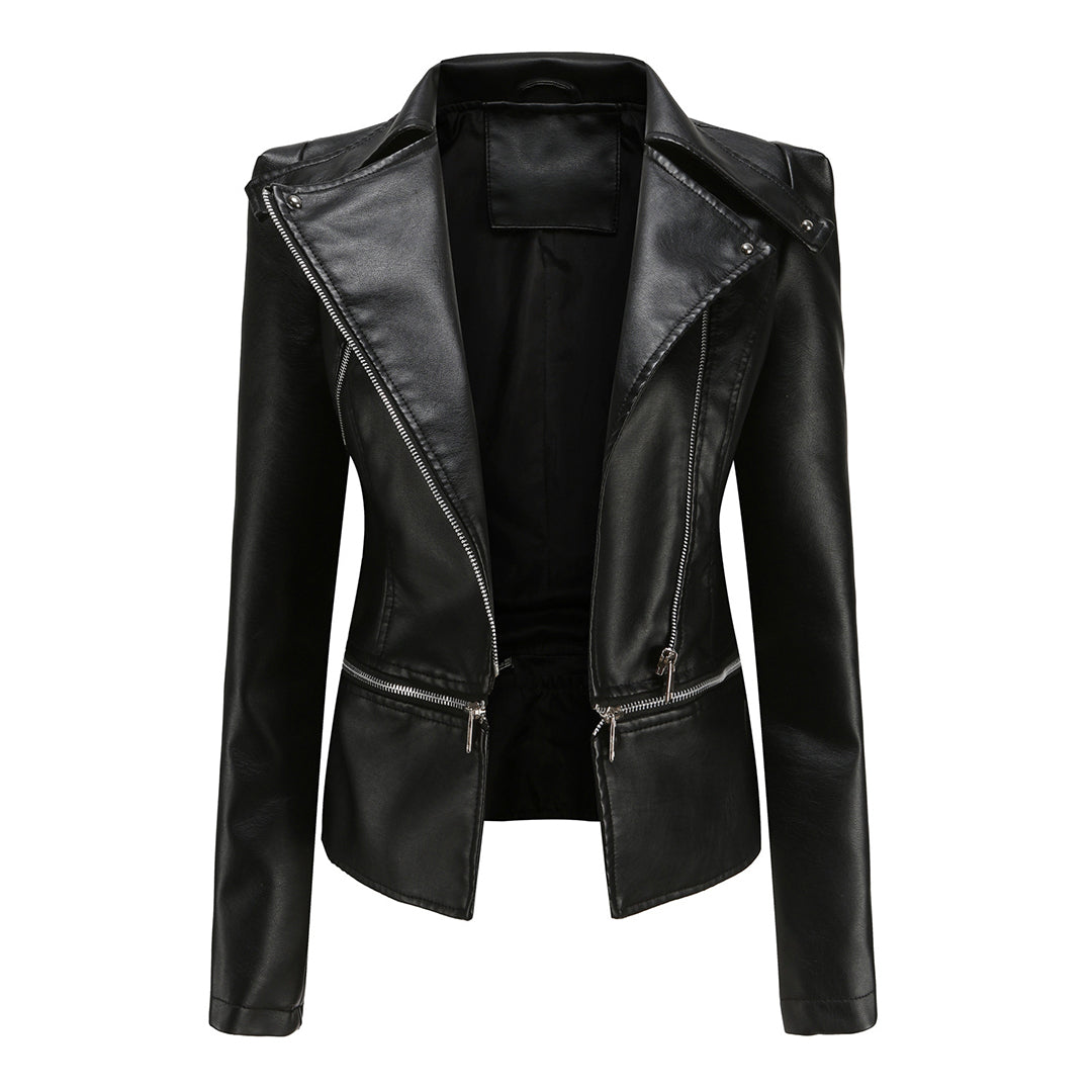 Cazadora Mujer Estilo Biker Metalizada Moderno - Mavetta