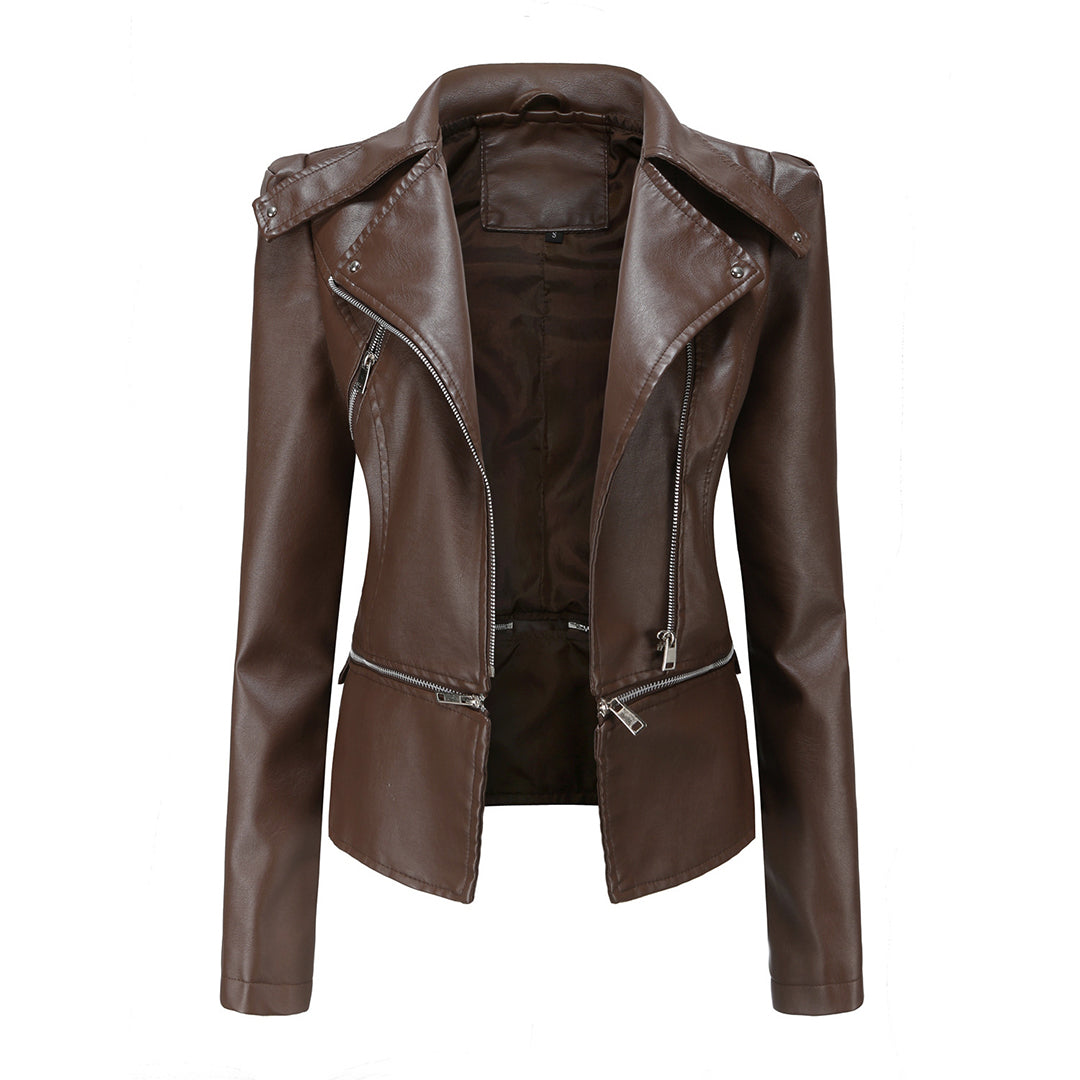 Cazadora Mujer Estilo Biker Metalizada Moderno