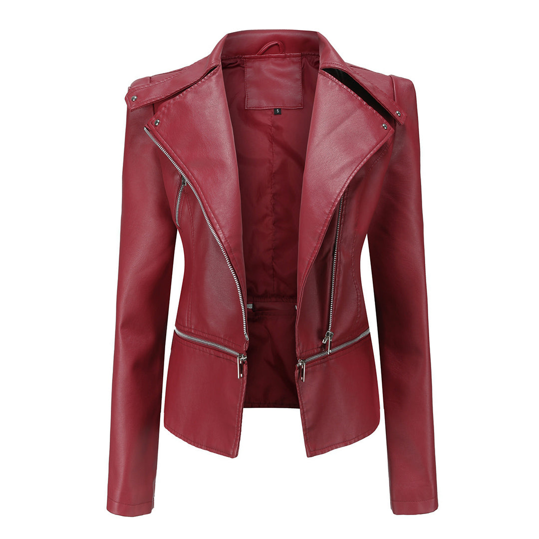 Cazadora Mujer Estilo Biker Metalizada Moderno