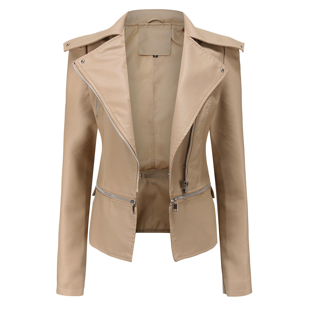 Cazadora Mujer Estilo Biker Metalizada Moderno