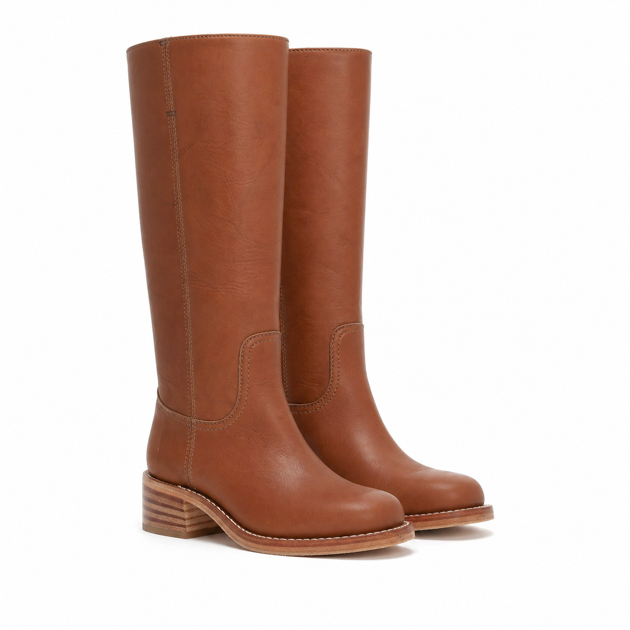 Botas Altas Mujer Caña Recta Tacón Bajo