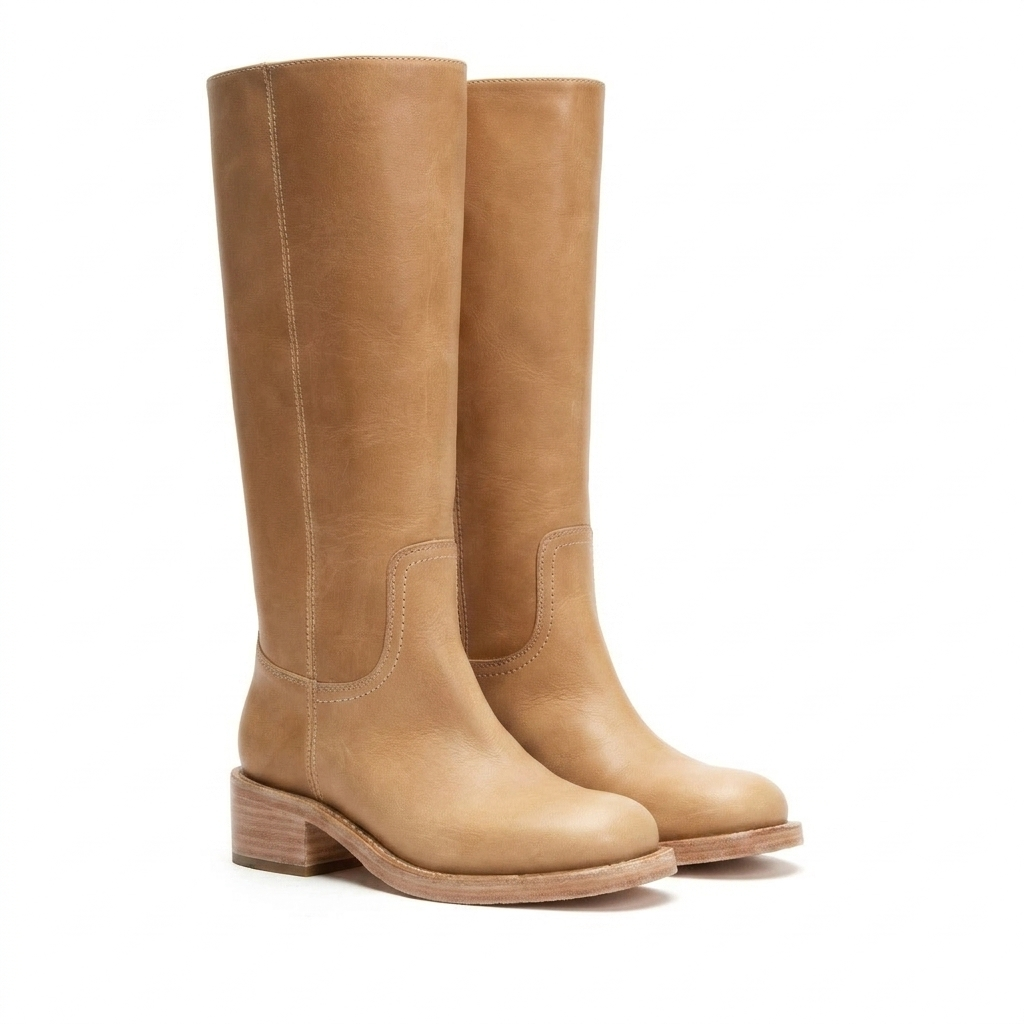 Botas Altas Mujer Caña Recta Tacón Bajo