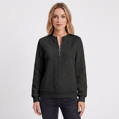 Sudadera Mujer Textura Trenzas Media Cremallera