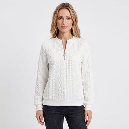 Sudadera Mujer Textura Trenzas Media Cremallera - Mavetta