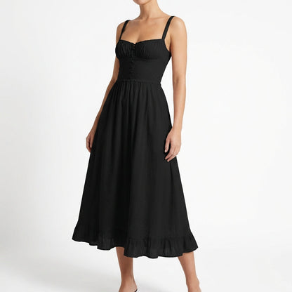 Vestido Midi Mujer Tirantes y Volante