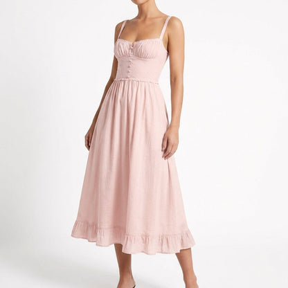 Vestido Midi Mujer Tirantes y Volante
