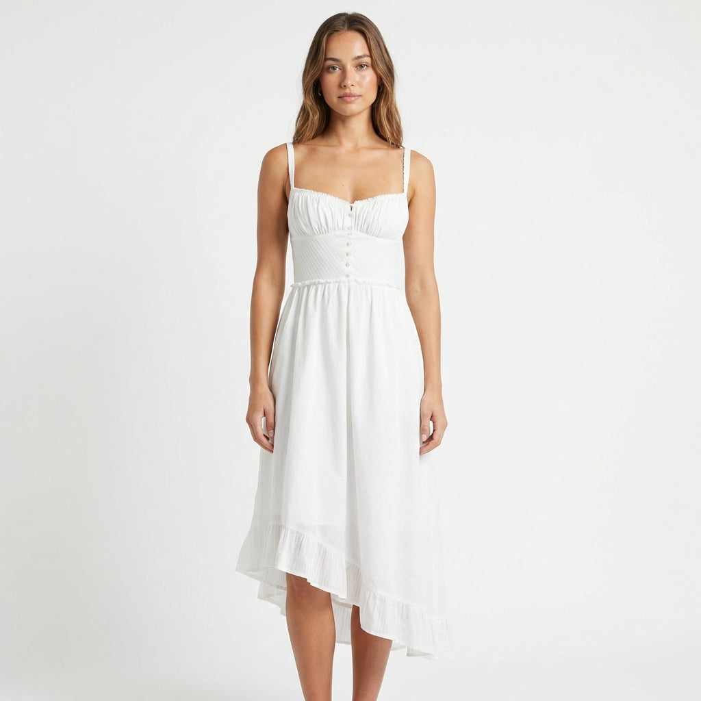 Vestido Midi Mujer Tirantes y Volante - Mavetta