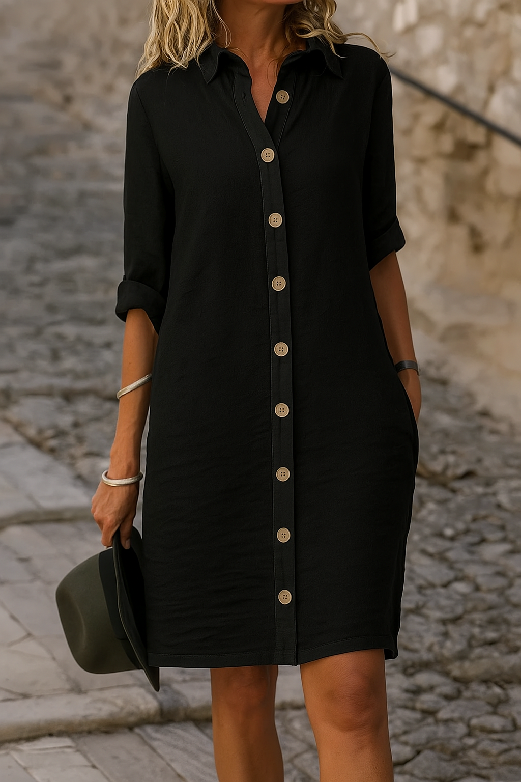Vestido Camisero Mujer de Algodón con Botones Primavera - Mavetta