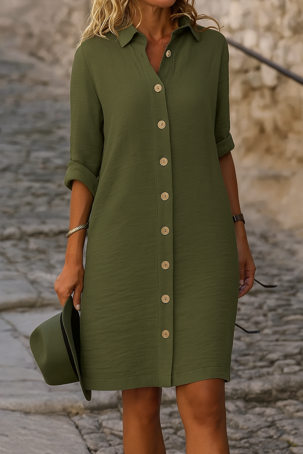 Vestido Camisero Mujer de Algodón con Botones Primavera