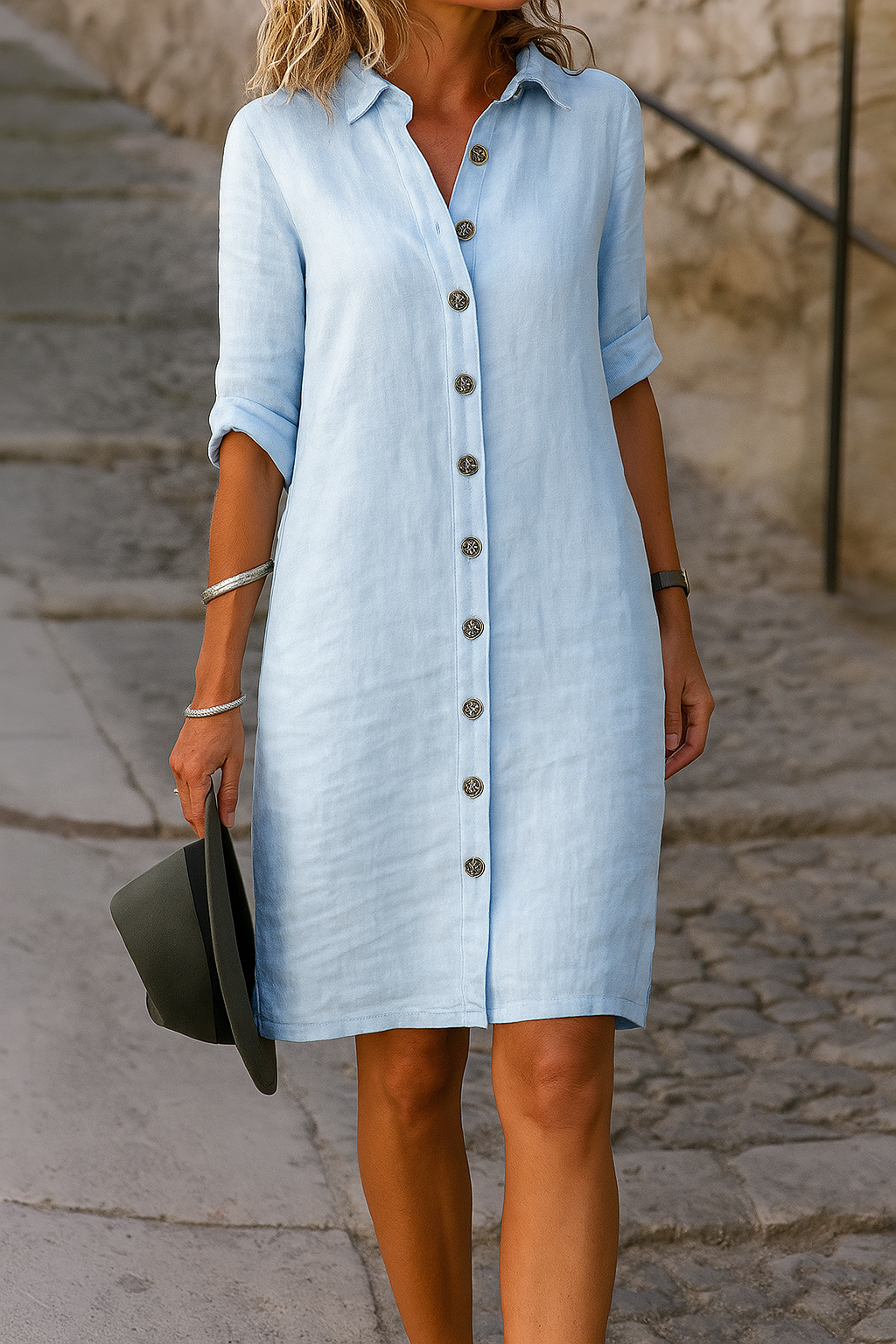 Vestido Camisero Mujer de Algodón con Botones Primavera