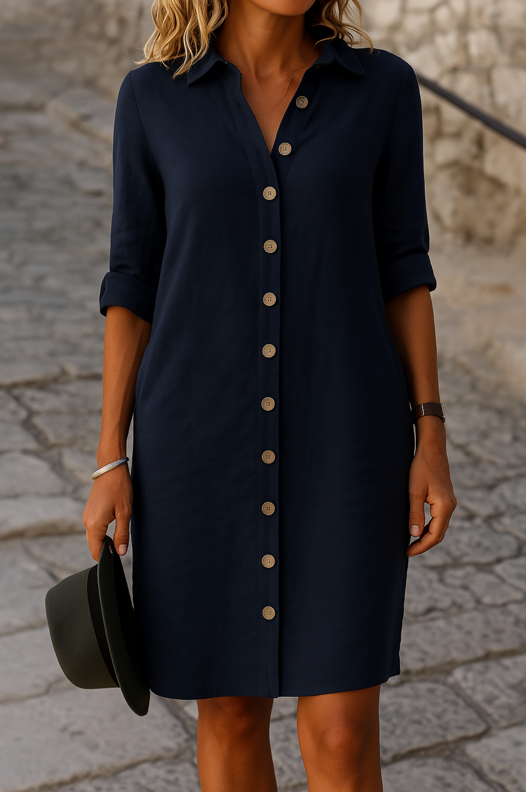 Vestido Camisero Mujer de Algodón con Botones Primavera