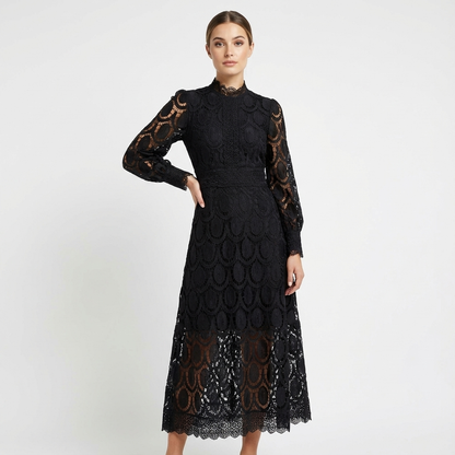 Vestido midi mujer acampanado manga larga - Mavetta
