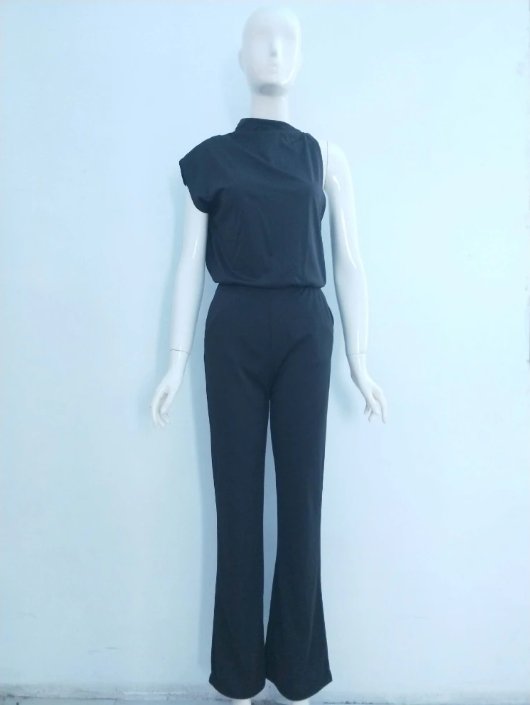 Mono mujer con cuello redondo y pierna ancha
