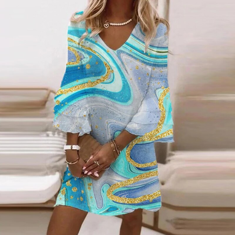 Vestido corto mujer con estampado ajustado