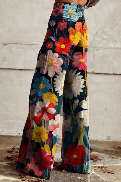 Pantalón ancho mujer cintura alta diseño moderno