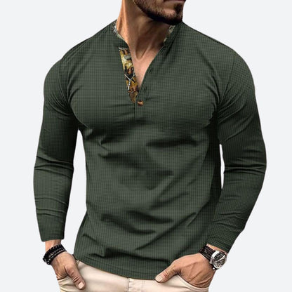 Polo hombre manga larga algodón diseño casual versátil