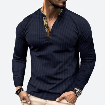 Polo hombre manga larga algodón diseño casual versátil