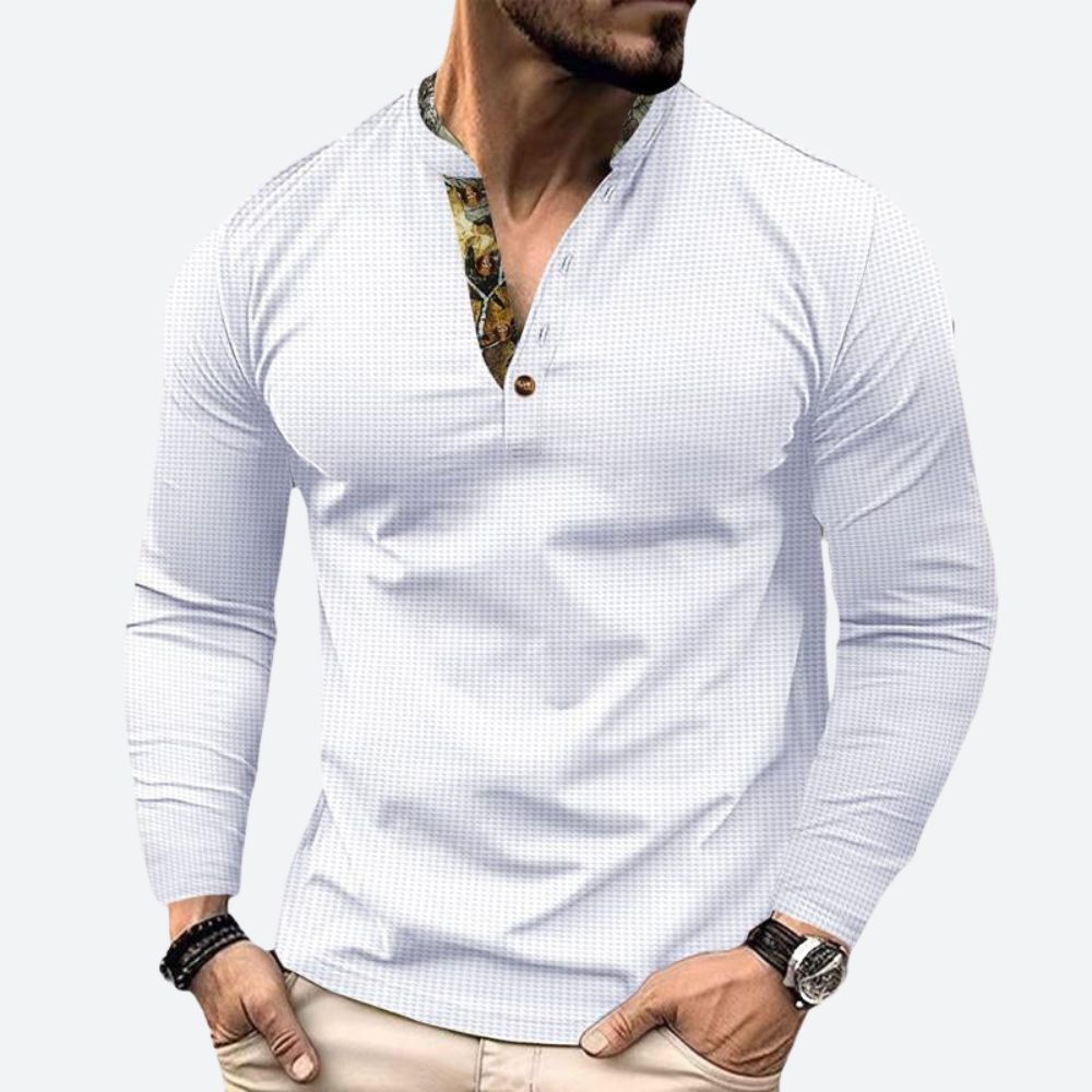 Polo hombre manga larga algodón diseño casual versátil