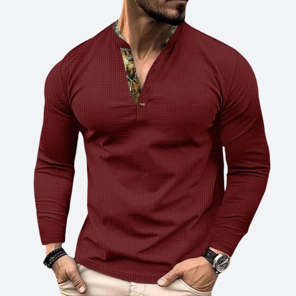 Polo hombre manga larga algodón diseño casual versátil