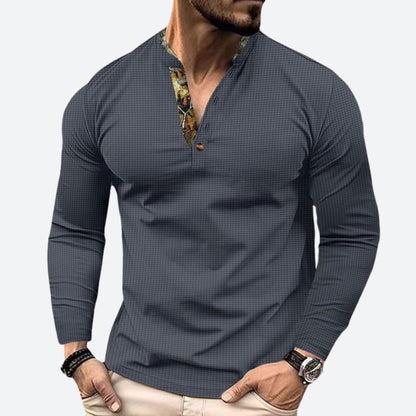 Polo hombre manga larga algodón diseño casual versátil