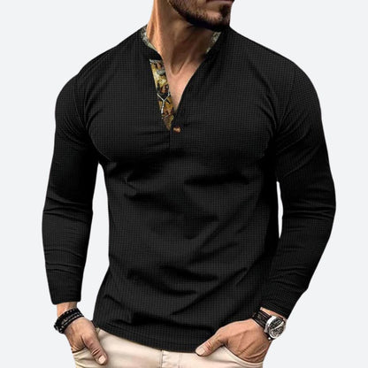 Polo hombre manga larga algodón diseño casual versátil - Mavetta