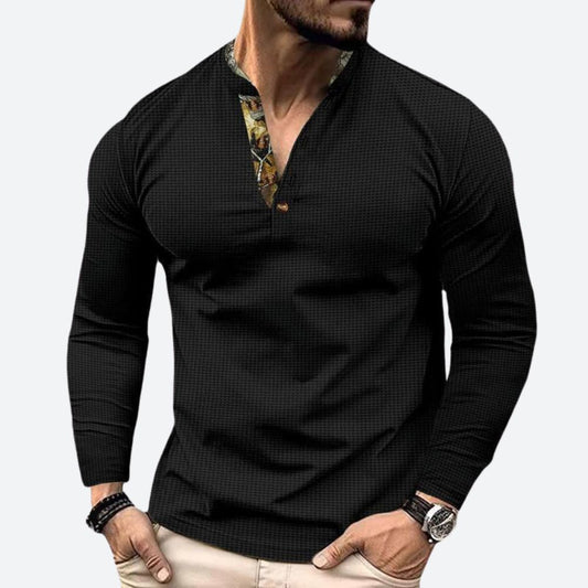 Polo hombre manga larga algodón diseño casual versátil - Mavetta