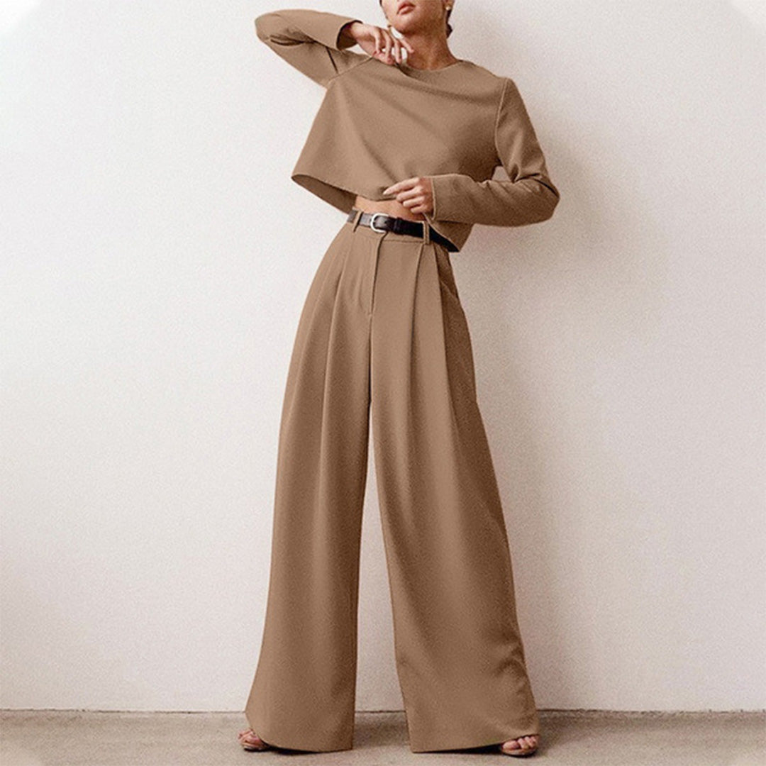 Conjunto Mujer de Dos Piezas Bordado y Pantalón Palazzo
