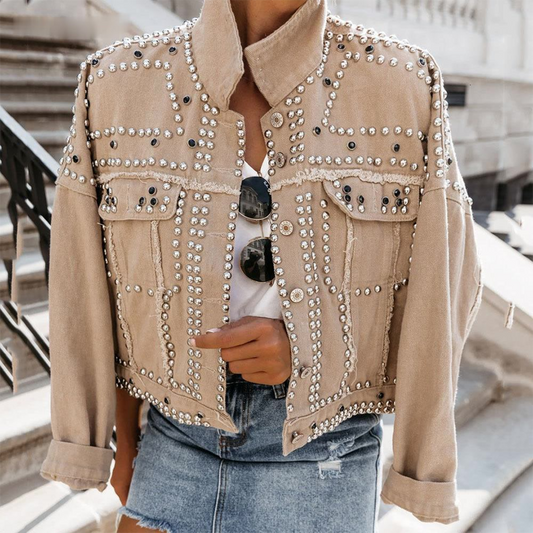 Chaqueta corta mujer estilo vintage con tachuelas - Mavetta