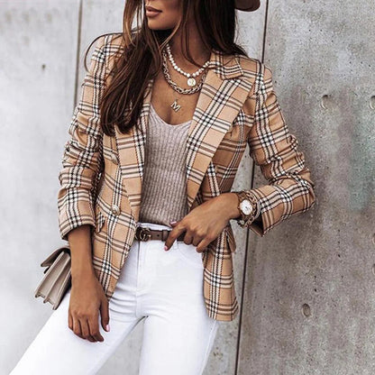 Blazer Mujer de Cuadros Reversible Estilo Chic