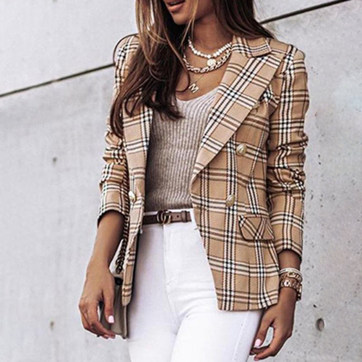Blazer Mujer de Cuadros Reversible Estilo Chic