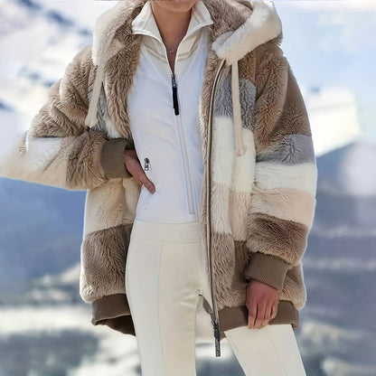 Chaqueta Mujer de Forro Polar con Capucha Ajuste Regular