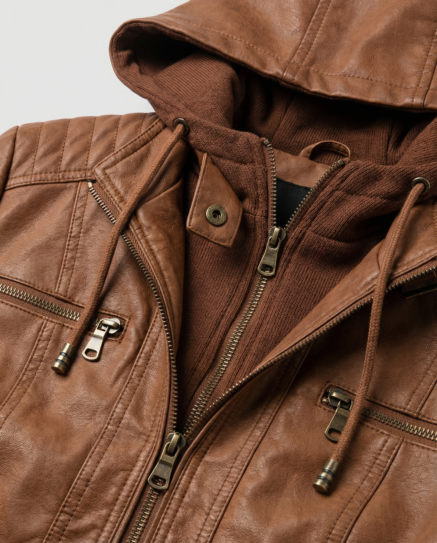 Chaqueta motera mujer ajustada con capucha