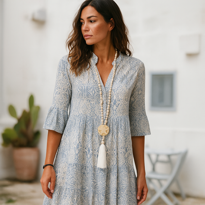 Vestido Mujer Verano Escote en V Ajuste Ligero