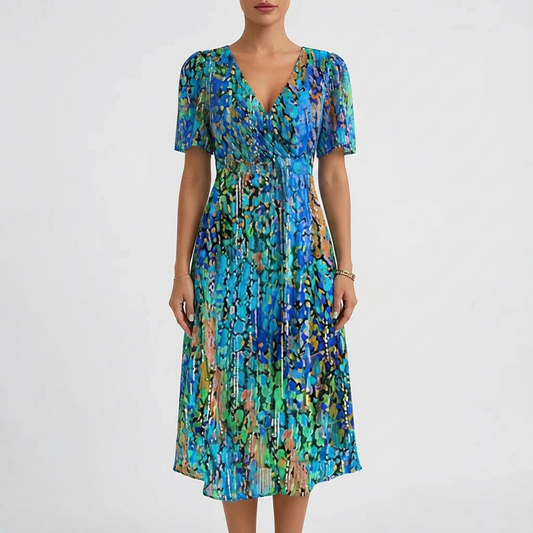 Vestido Midi Mujer Cruzado con Escote en V - Mavetta
