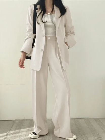 Traje Pantalón Mujer Dos Piezas Americana Solapa Corte Recto