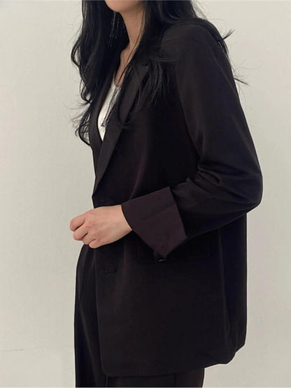 Traje Pantalón Mujer Dos Piezas Americana Solapa Corte Recto