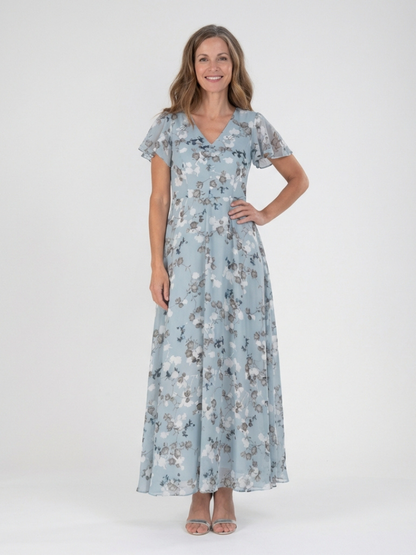 Vestido maxi mujer de gasa floral estilo fresco elegante