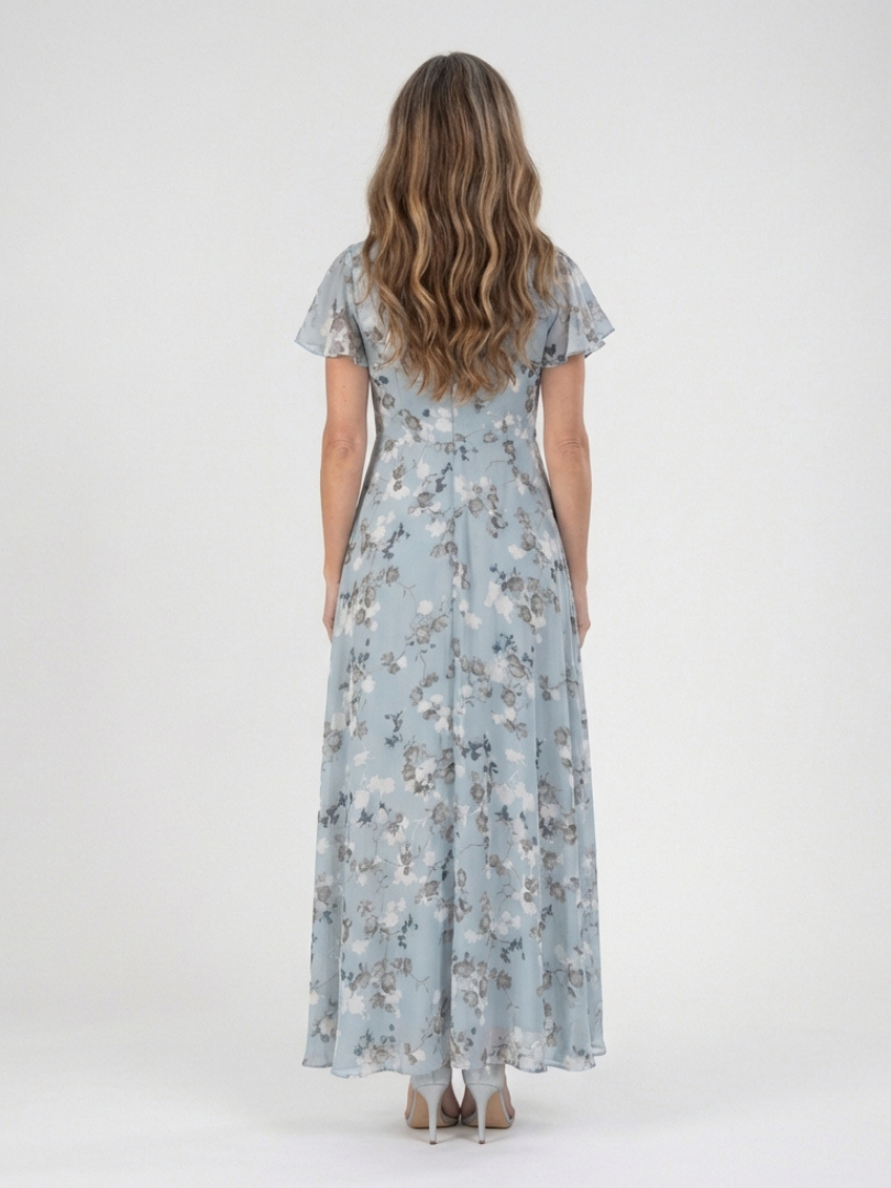 Vestido maxi mujer de gasa floral estilo fresco elegante