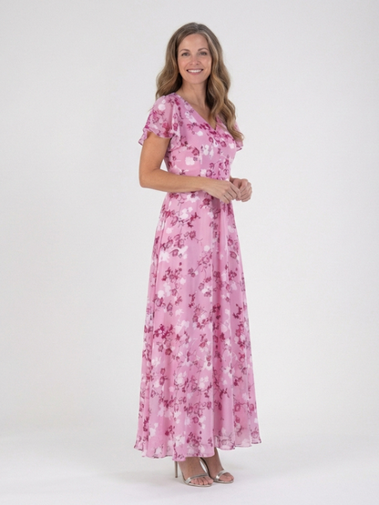 Vestido maxi mujer de gasa floral estilo fresco elegante