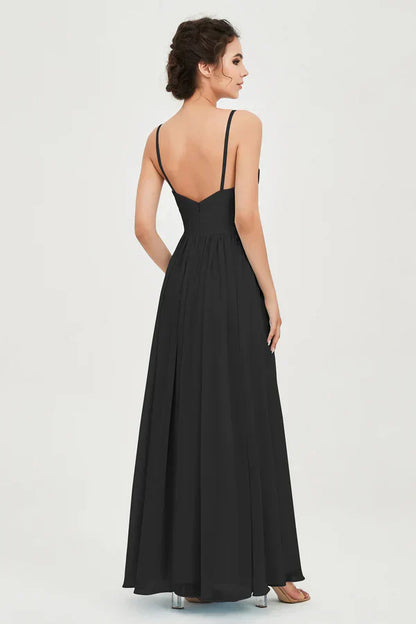 Vestido Ceremonia Mujer de Gasa Corte Imperio Escote en V