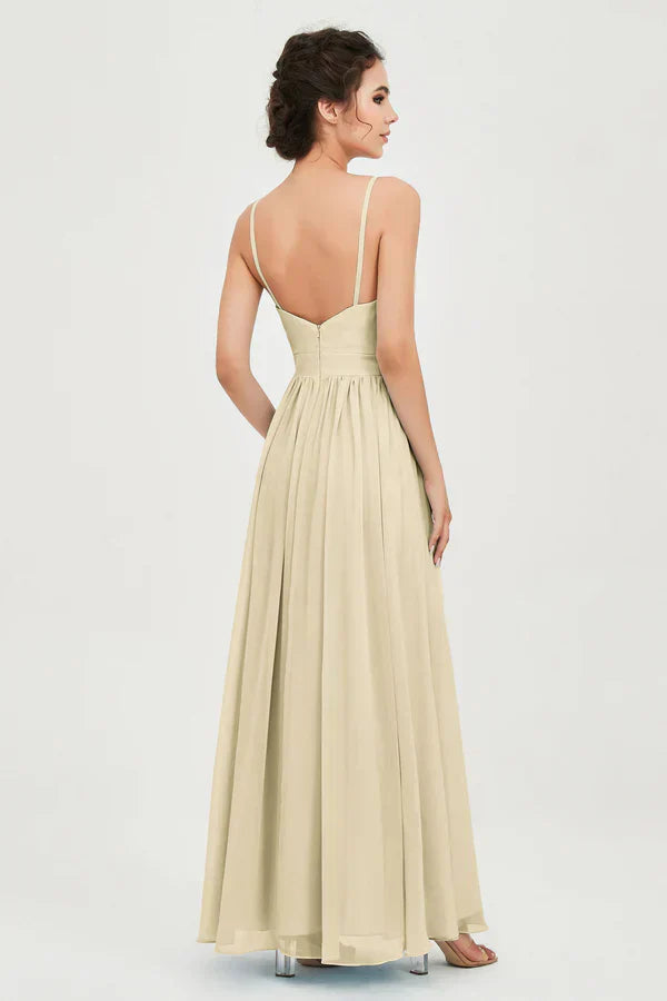 Vestido Ceremonia Mujer de Gasa Corte Imperio Escote en V
