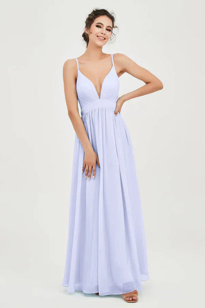 Vestido Ceremonia Mujer de Gasa Corte Imperio Escote en V