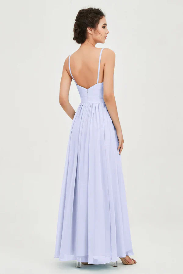 Vestido Ceremonia Mujer de Gasa Corte Imperio Escote en V
