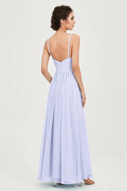 Vestido Ceremonia Mujer de Gasa Corte Imperio Escote en V