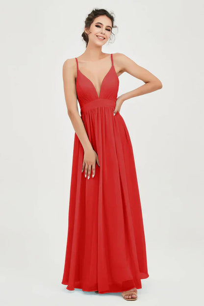 Vestido Ceremonia Mujer de Gasa Corte Imperio Escote en V
